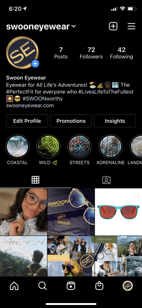 Swoon Eyewear Instagram Design & Management